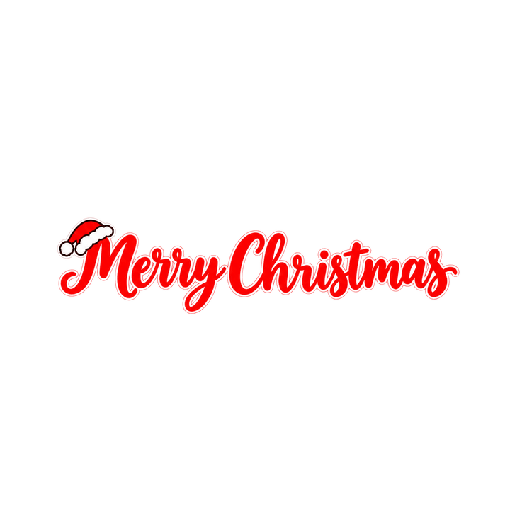 サンタ帽子をかぶったMerry Christmasのイラスト（クリスマス・透過PNG）