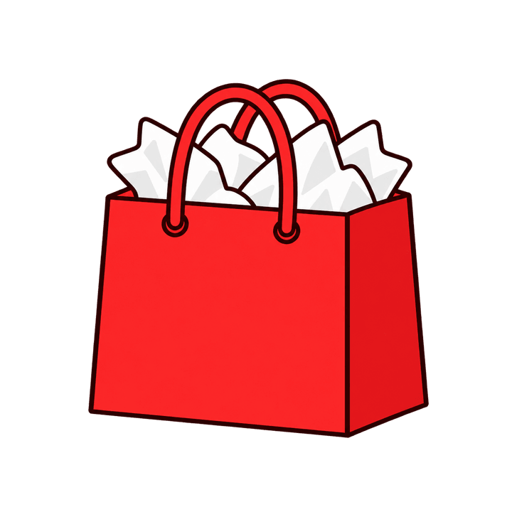 赤いプレゼント袋のイラスト（クリスマス・透過PNG）