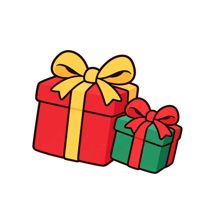 大小ふたつのプレゼントのイラスト（クリスマス・透過PNG）