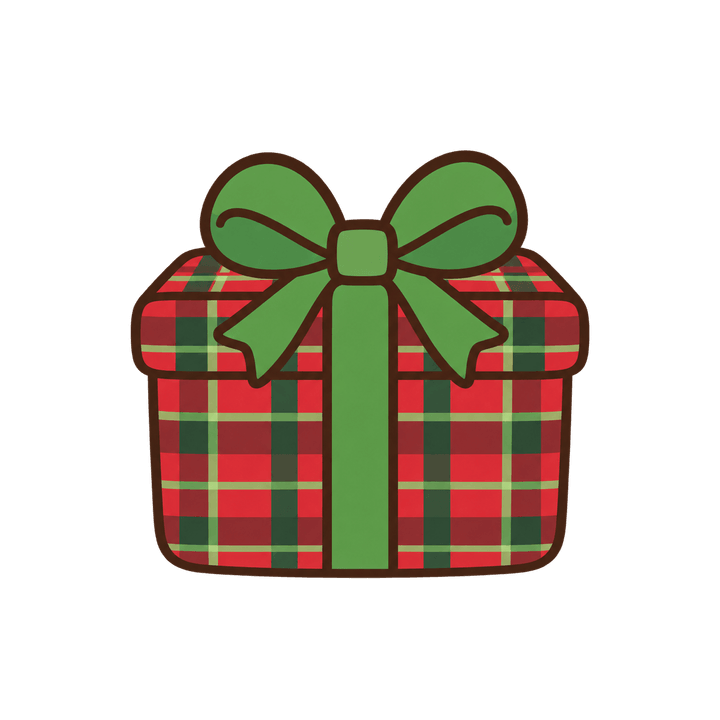 チェックのプレゼントのイラスト（クリスマス・透過PNG）