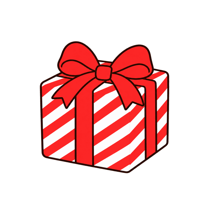 しましまのプレゼントのイラスト（クリスマス・透過PNG）