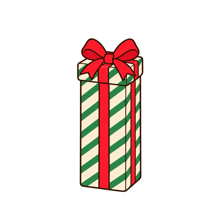 細長いプレゼントのイラスト（クリスマス・透過PNG）