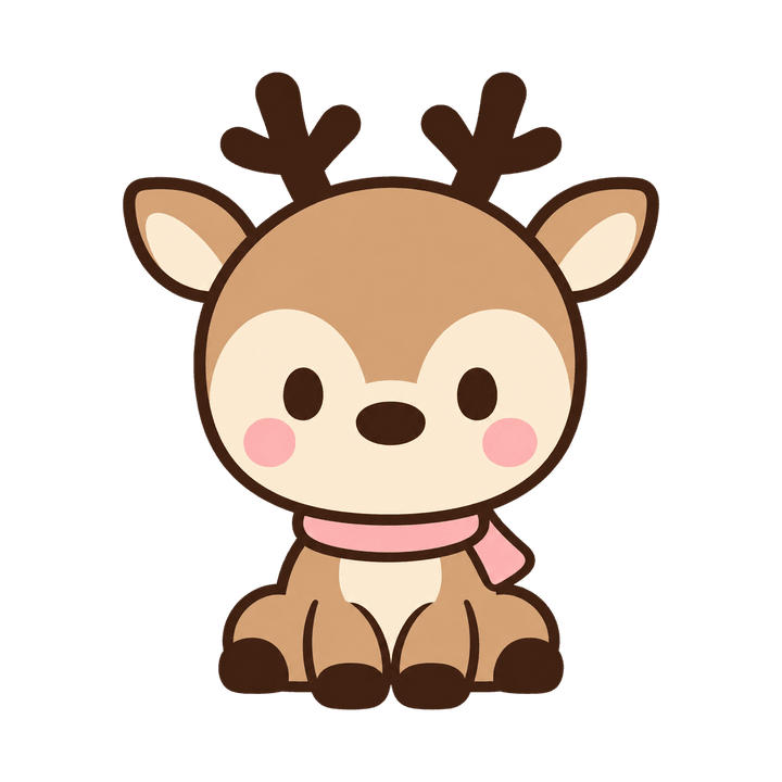 マフラーの子どもトナカイのイラスト（クリスマス・透過PNG）