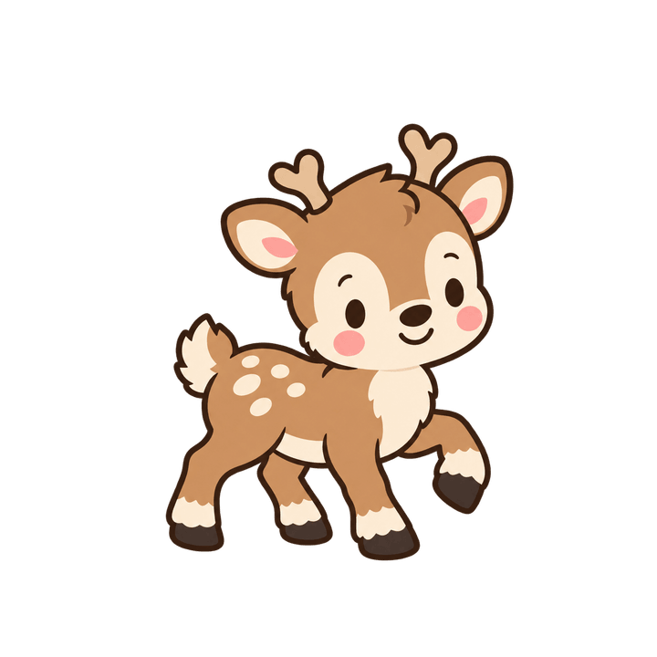 よちよち歩きのトナカイのイラスト（クリスマス・透過PNG）