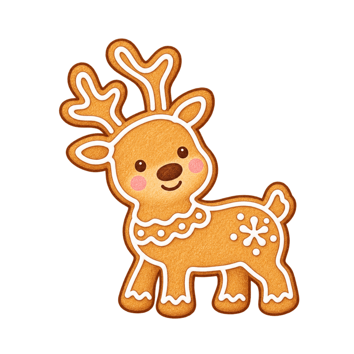 トナカイのアイシングクッキーのイラスト（クリスマス・透過PNG）