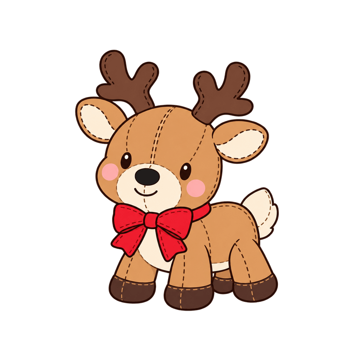 トナカイのぬいぐるみのイラスト（クリスマス・透過PNG）