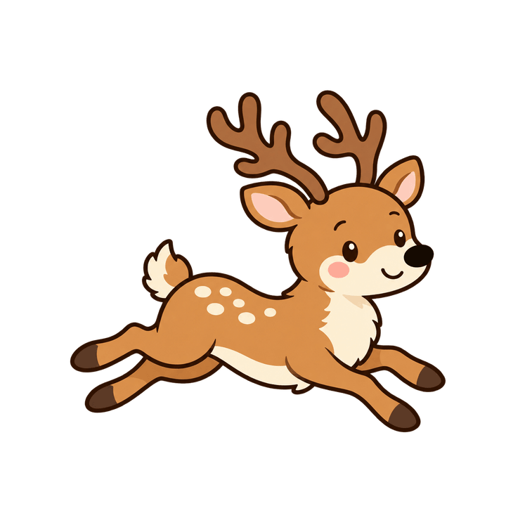 走るトナカイのイラスト（クリスマス・透過PNG）