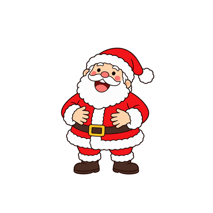 おなかをかかえて笑うサンタのイラスト（クリスマス・透過PNG）