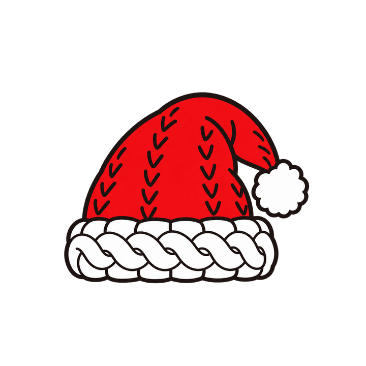 ニットのサンタ帽子のイラスト（クリスマス・透過PNG）