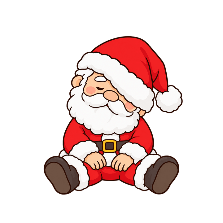 いねむりするサンタのイラスト（クリスマス・透過PNG）