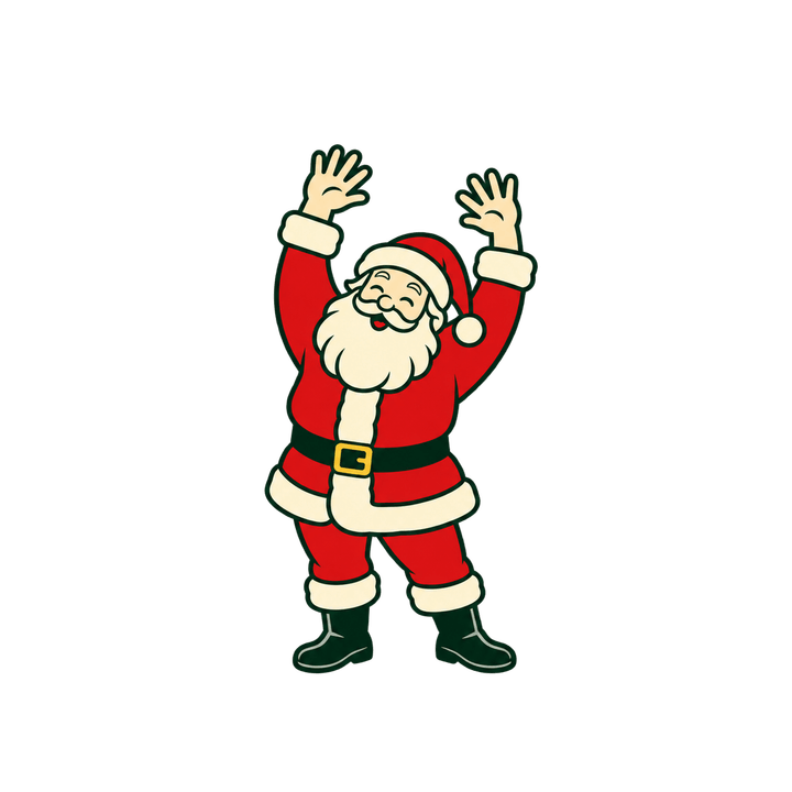 両手をあげるサンタのイラスト（クリスマス・透過PNG）