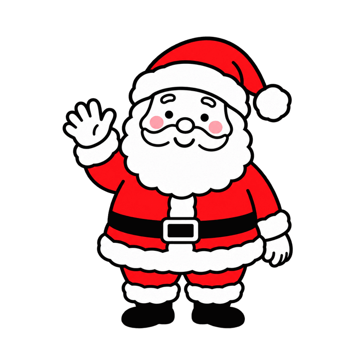 手をふるサンタのイラスト（クリスマス・透過PNG）