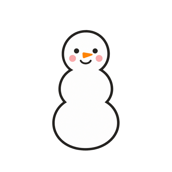 丸を3つ重ねた雪だるまのイラスト（クリスマス・透過PNG）