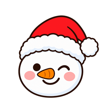 ウインクする雪だるまの顔