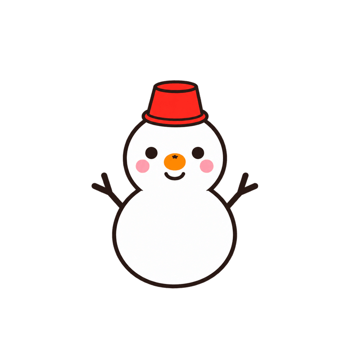 みかんの鼻の雪だるまのイラスト（クリスマス・透過PNG）