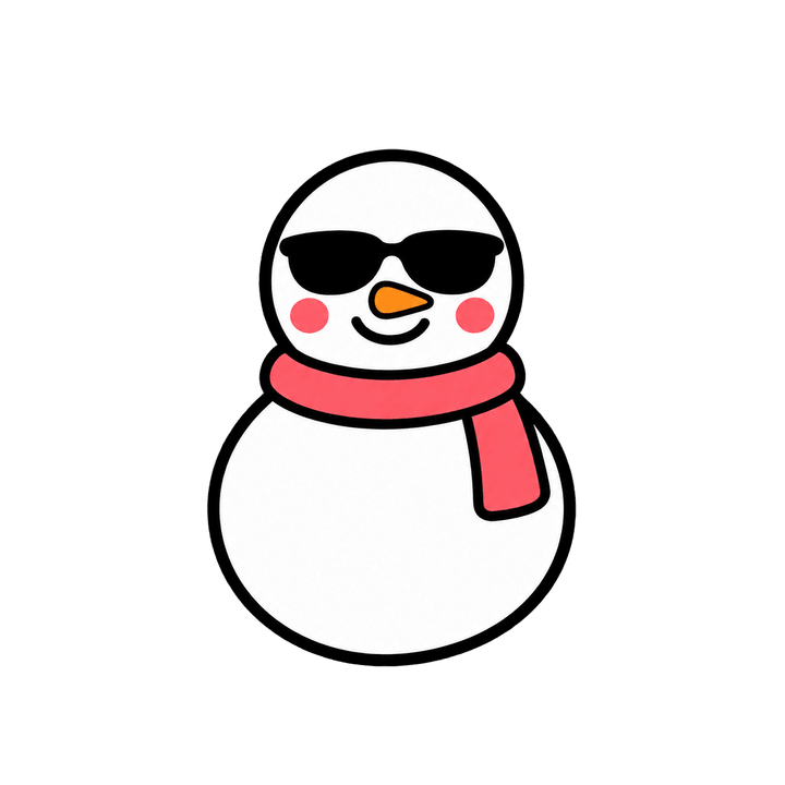 サングラスの雪だるまのイラスト（クリスマス・透過PNG）