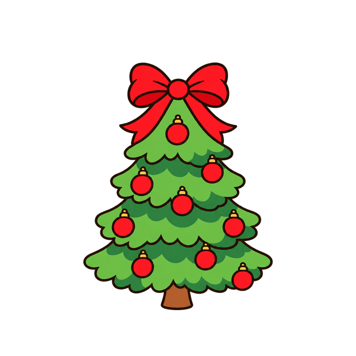 大きなリボンのツリーのイラスト（クリスマス・透過PNG）