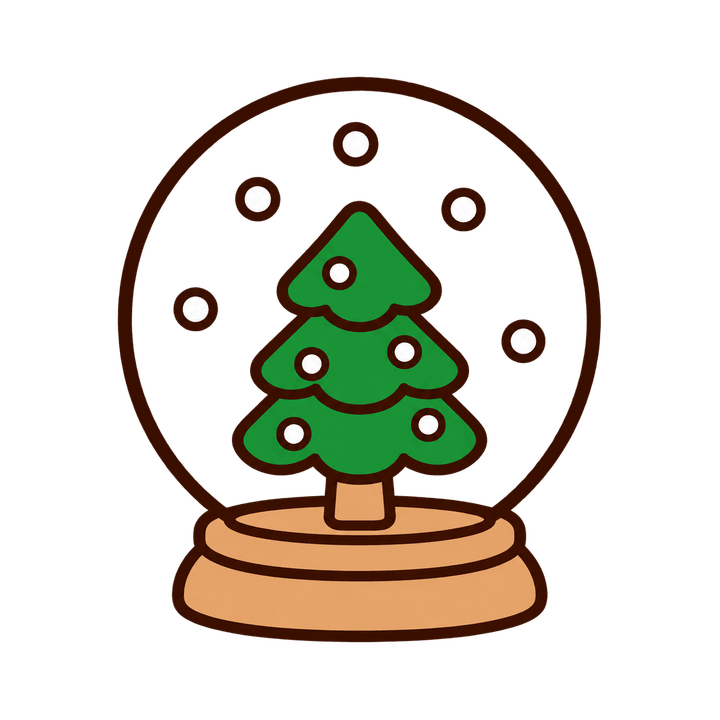 ツリーのスノードームのイラスト（クリスマス・透過PNG）