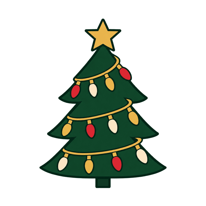赤と金の電球のツリーのイラスト（クリスマス・透過PNG）