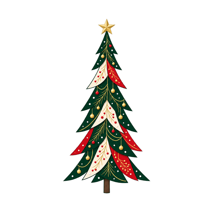 北欧風のほそいツリーのイラスト（クリスマス・透過PNG）