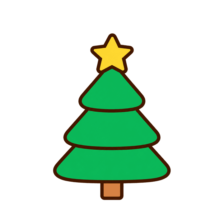 三角を重ねたツリーのイラスト（クリスマス・透過PNG）