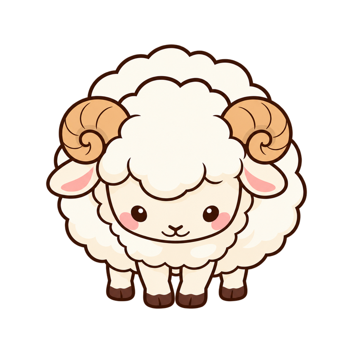 ぺこりとごあいさつするひつじのイラスト（かわいい・透過PNG）