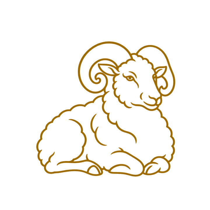 一筆書き風の座る羊のイラスト（おしゃれ・透過PNG）