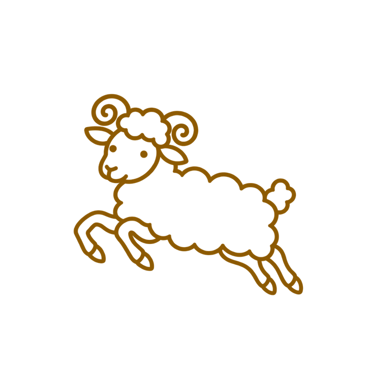 金の線で描いた跳ねる羊のイラスト（おしゃれ・透過PNG）