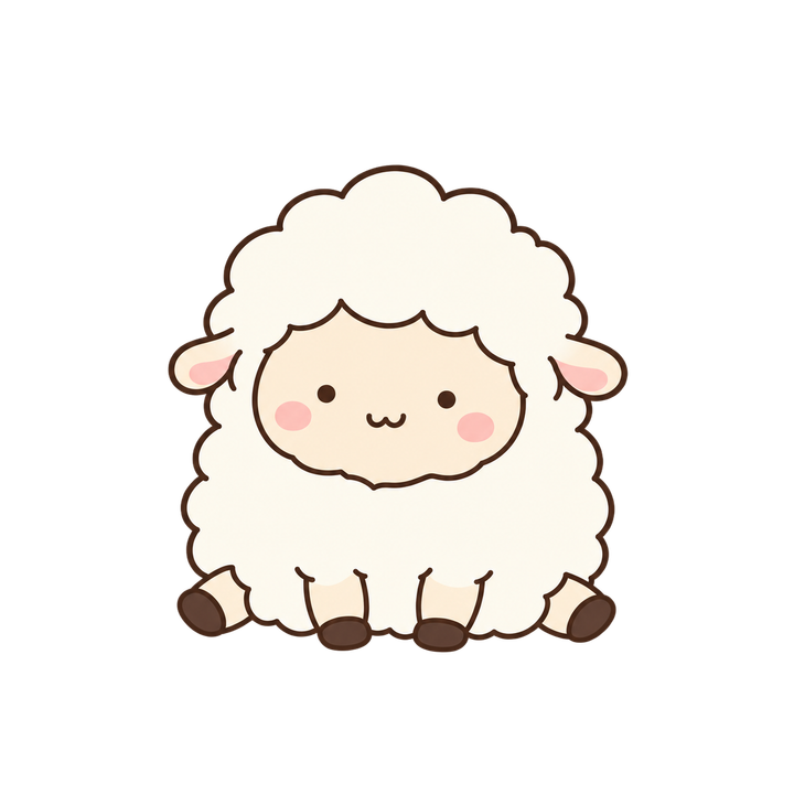 ぼんやり座るひつじのイラスト（ゆるい・透過PNG）
