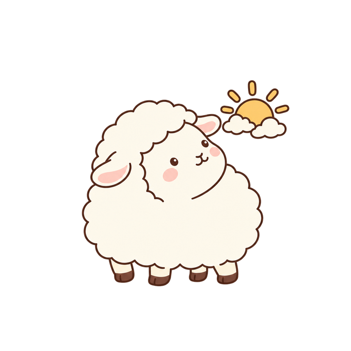 初日の出を見るひつじのイラスト（ゆるい・透過PNG）