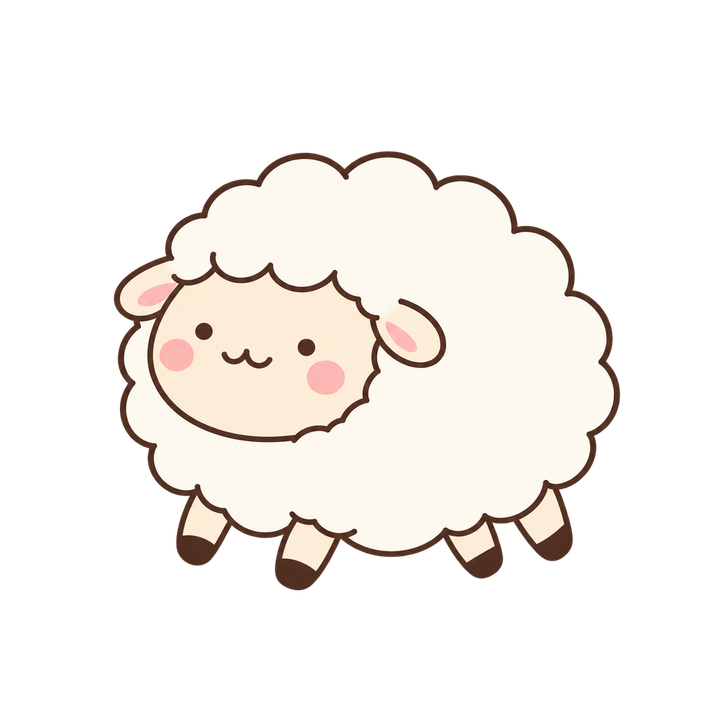雲みたいに浮かぶひつじのイラスト（ゆるい・透過PNG）