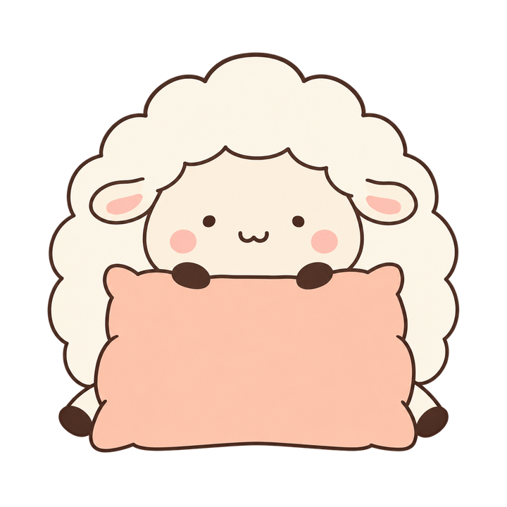 クッションにかくれるひつじのイラスト（ゆるい・透過PNG）