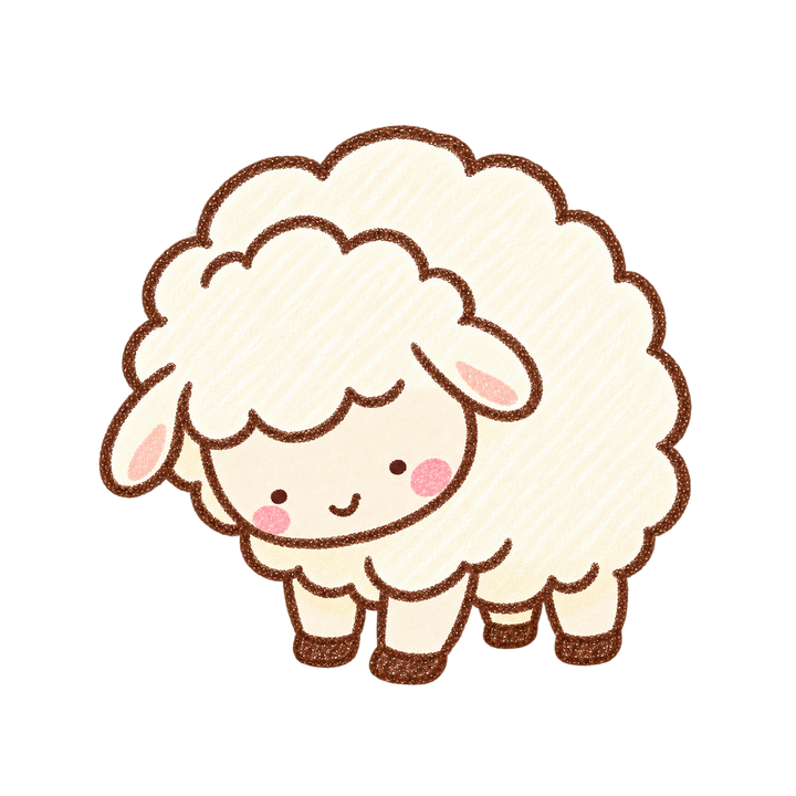 ぺこりとおじぎするひつじのイラスト（ゆるい手書き・透過PNG）