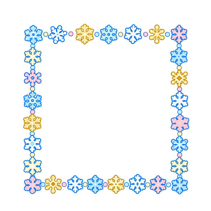 粉彩雪花邊框，聖誕節圖案（去背 PNG）