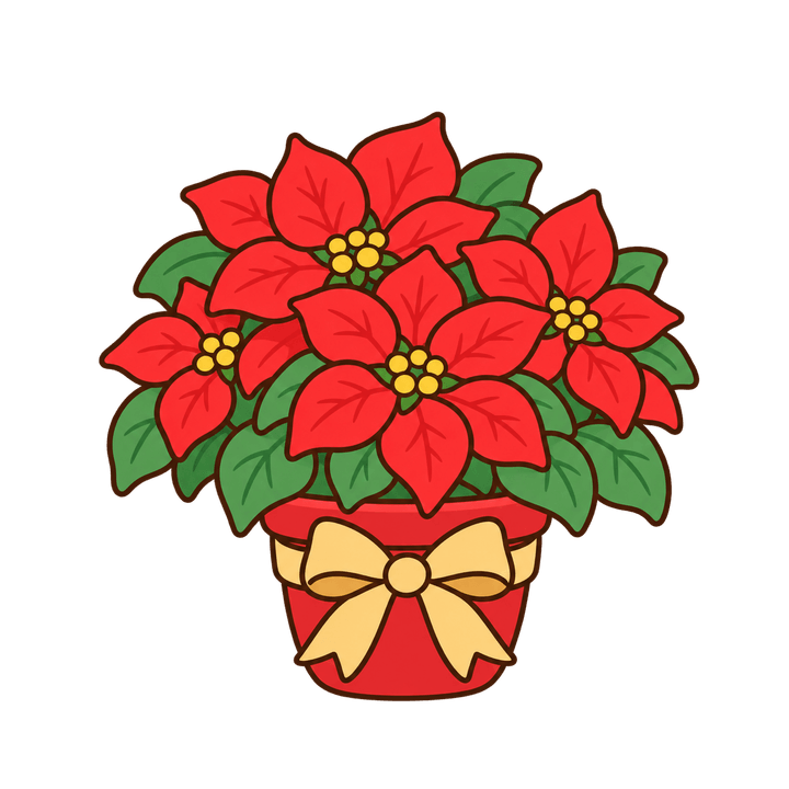 聖誕紅盆栽，聖誕節圖案（去背 PNG）