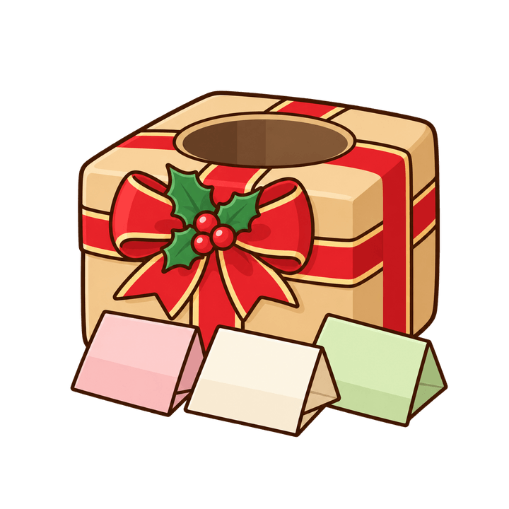 交換禮物抽籤箱，聖誕節圖案（去背 PNG）