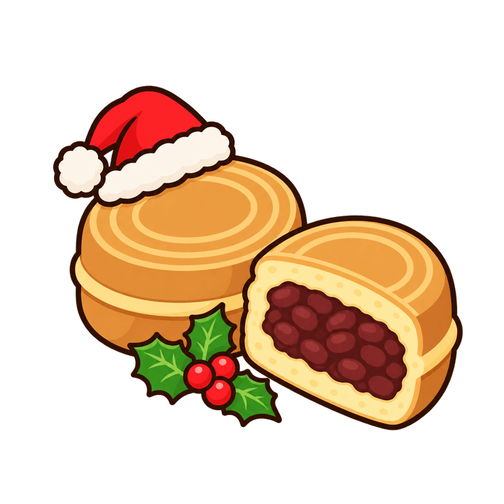 戴聖誕帽的紅豆餅，聖誕節圖案（去背 PNG）