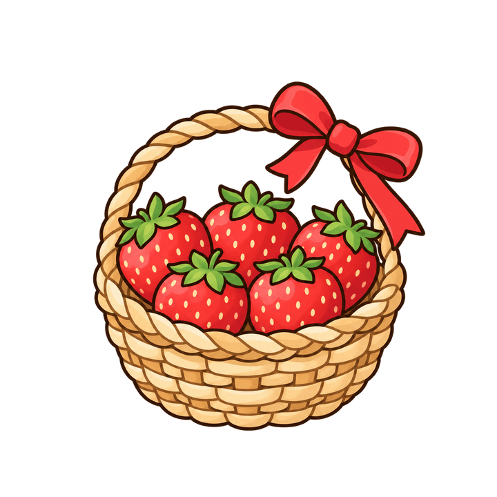冬天的草莓籃，聖誕節圖案（去背 PNG）