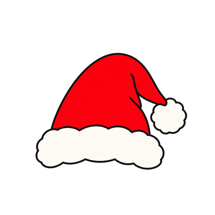 聖誕老公公的毛球帽，聖誕節圖案（去背 PNG）