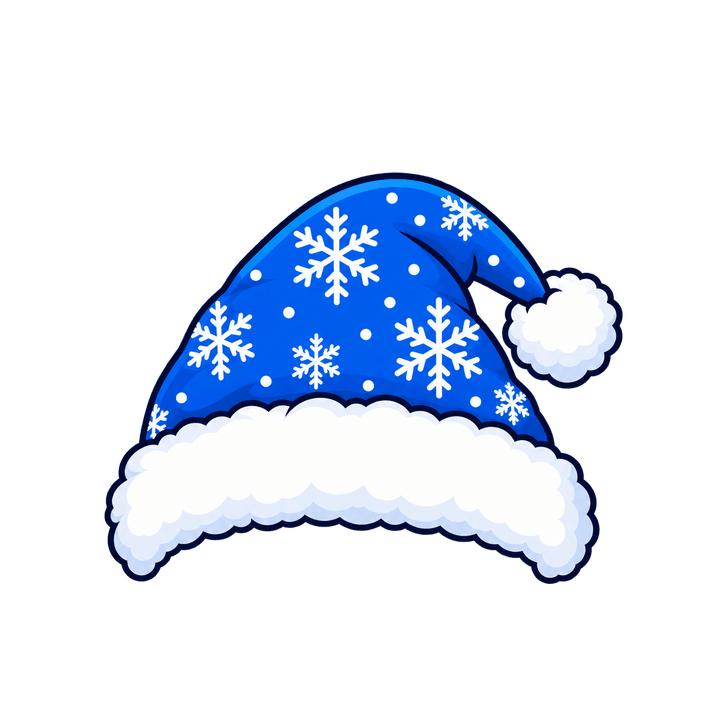 Gorro navideño azul con copos PNG sin fondo