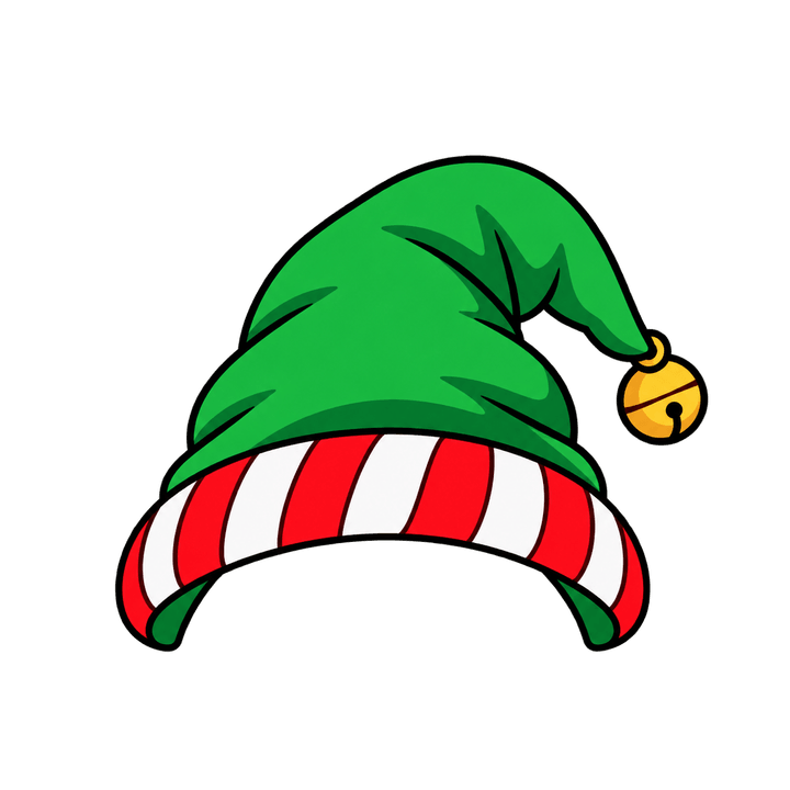 Gorro de duende verde con cascabel PNG sin fondo