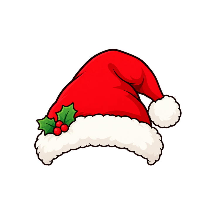 Gorro navideño con acebo PNG sin fondo