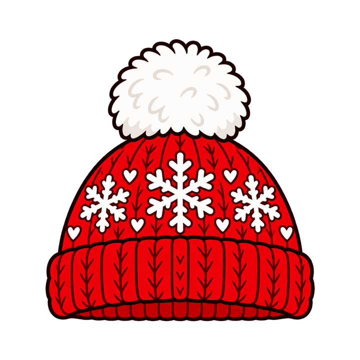 Gorro navideño de lana con copos PNG sin fondo