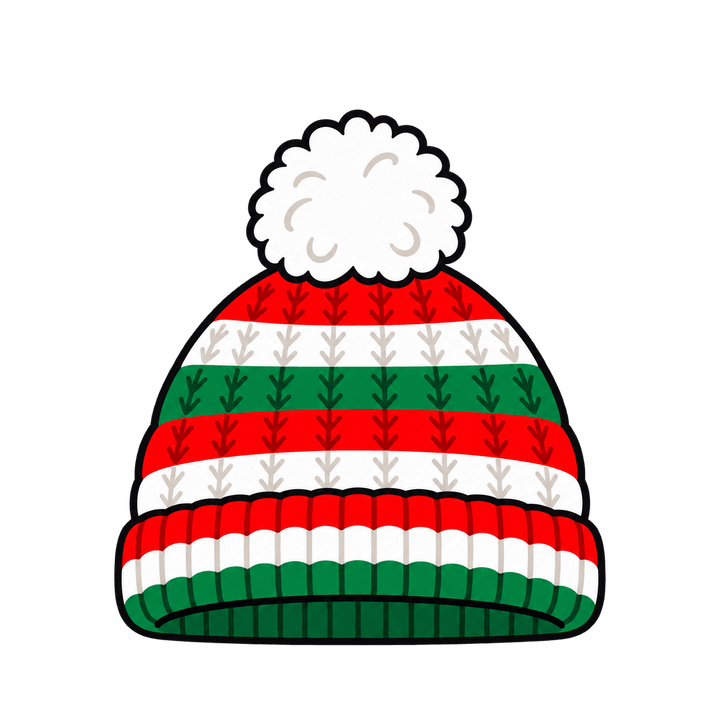 Gorro navideño de lana a rayas PNG sin fondo
