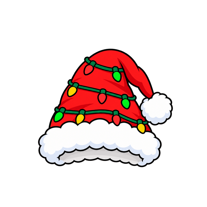 Gorro navideño con luces PNG sin fondo