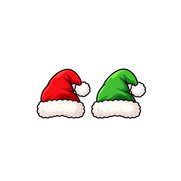 Dos gorros, uno rojo y otro verde PNG sin fondo