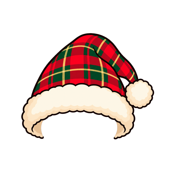 Gorro navideño de cuadros PNG sin fondo