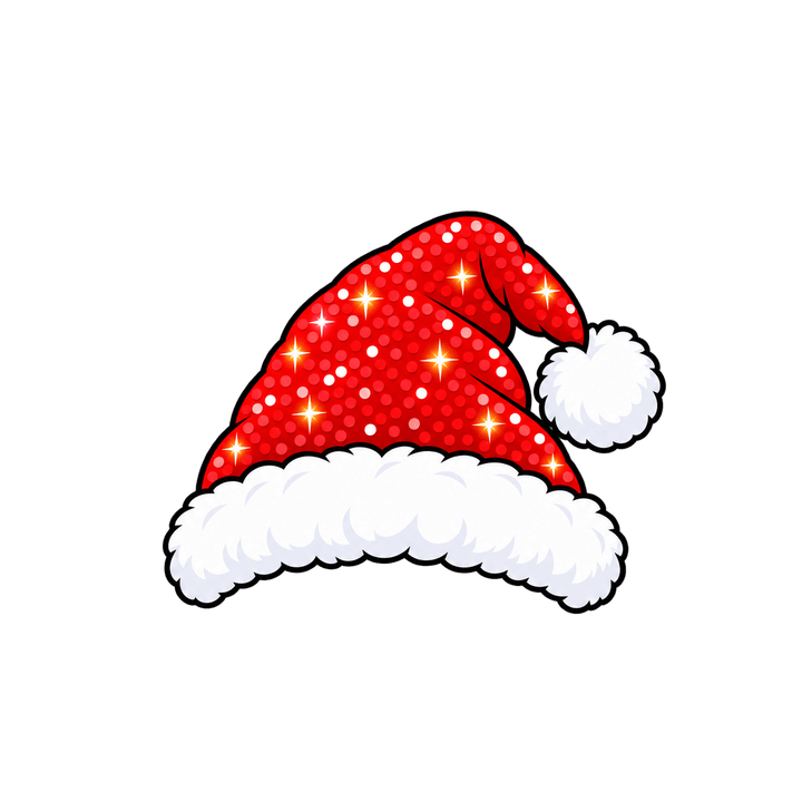 Gorro navideño con brillos dorados PNG sin fondo