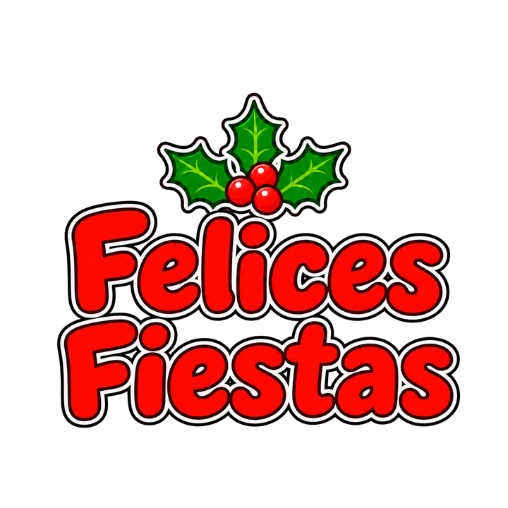 Felices Fiestas en rojo con acebo PNG sin fondo