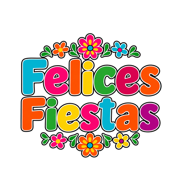 Felices Fiestas con flores PNG sin fondo